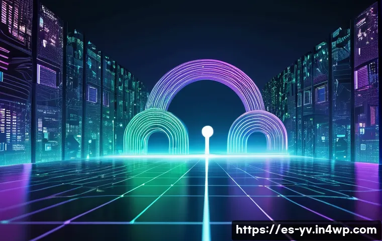 클라우드 기반 암호화 프로토콜 서비스 비교 - **A vibrant, abstract representation of cloud data security.** Imagine a bustling digital city withi...