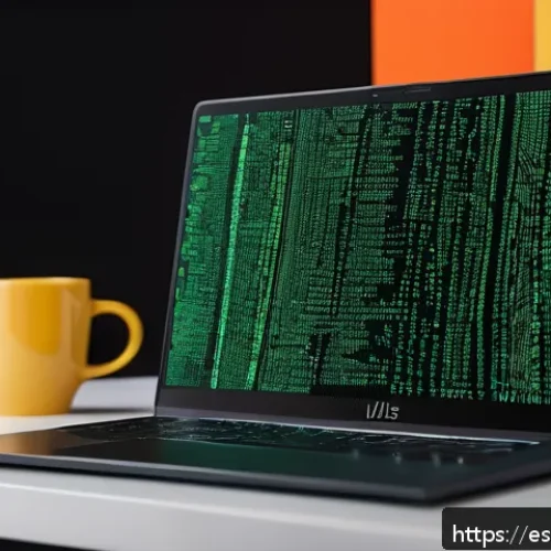 Home 31 웹 애플리케이션에서의 암호화 프로토콜 통합 - A modern web developer workspace featuring a sleek laptop displaying code with highlighted encryptio...